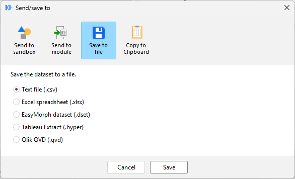 Where should the data be saved or sent